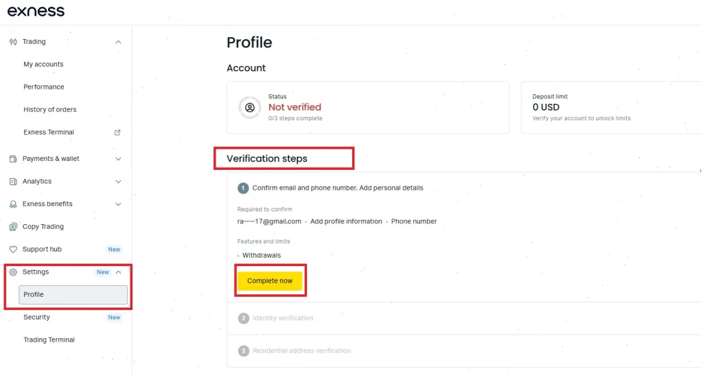 verification exness